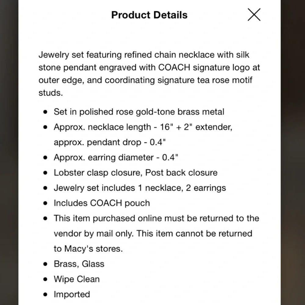 NEW IN BAG: Coach | Open Circle Necklace and Tea Rose Stud Set - Picture 7 of 7